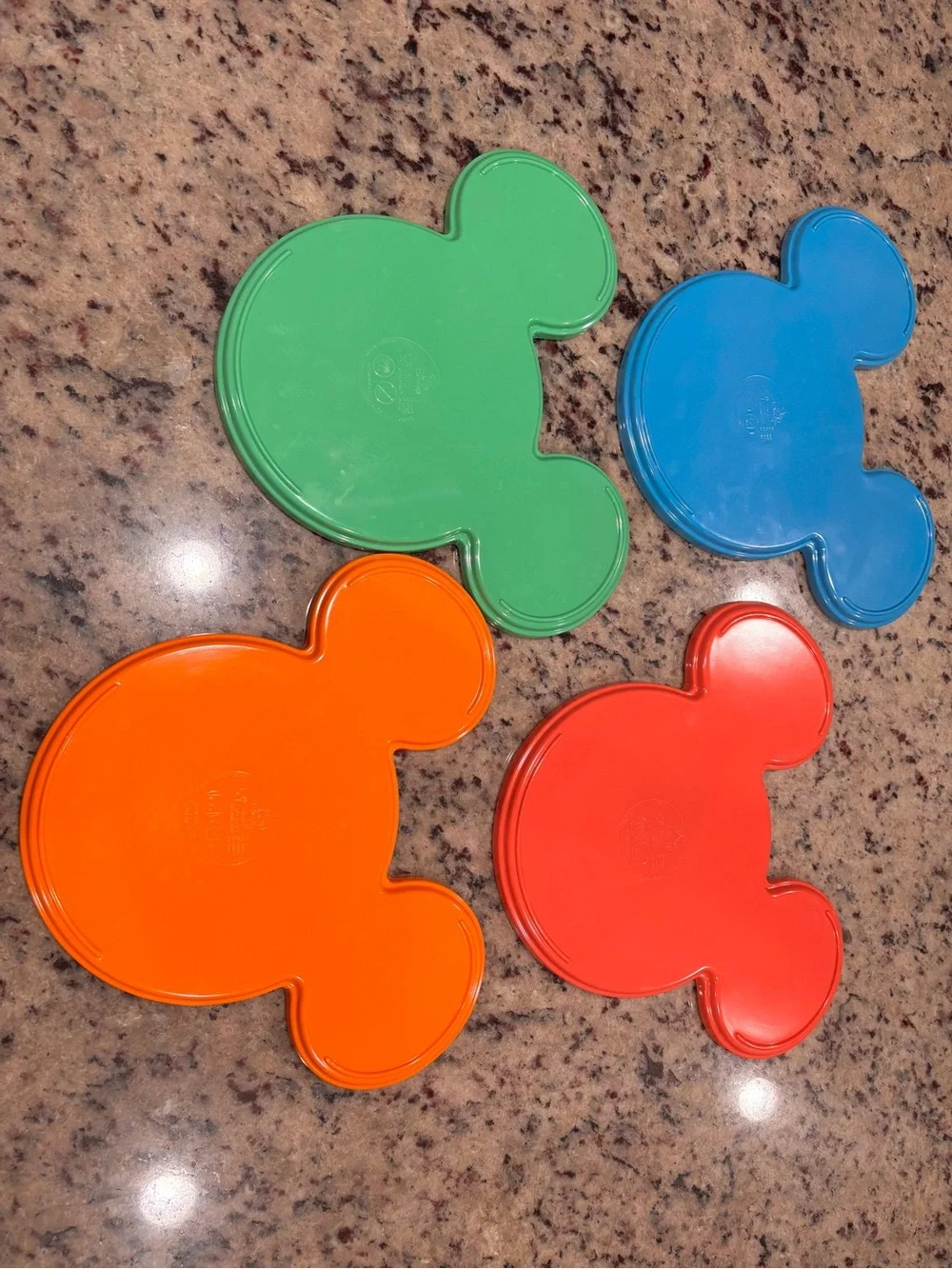 Disney Colorful Mickey-Shaped Melamine Plates — Blue, Red, Green, Orange